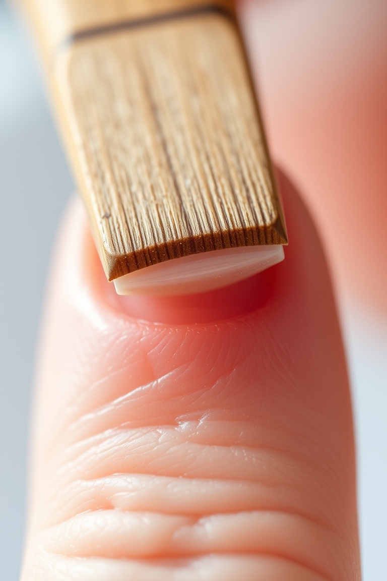 Demonstrating how to push back cuticles safely