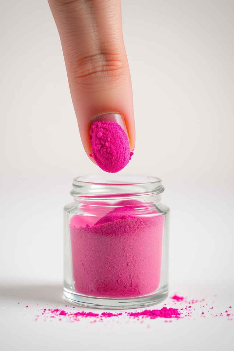 Detail shot of dip powder for beginners application process