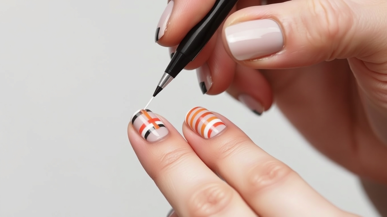 cute short nail designs with minimalist stripes