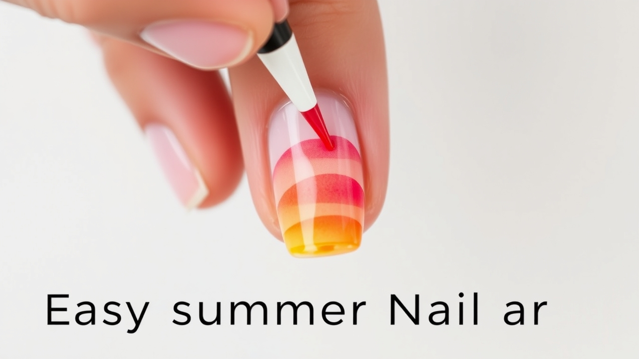 bright summer nails with a watercolor gradient