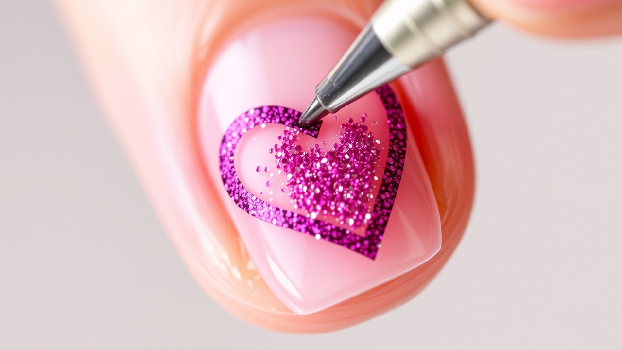 heart nail art design on a nail