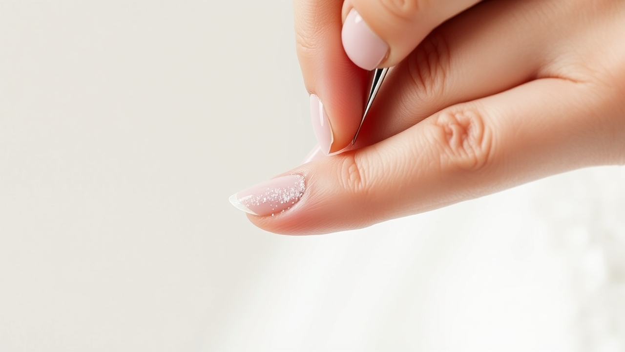 Elegant bridal manicure with subtle sparkle