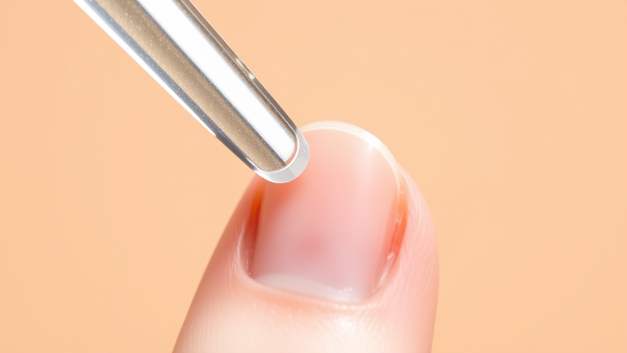 Using a glass file to help grow nails fast by preventing splits